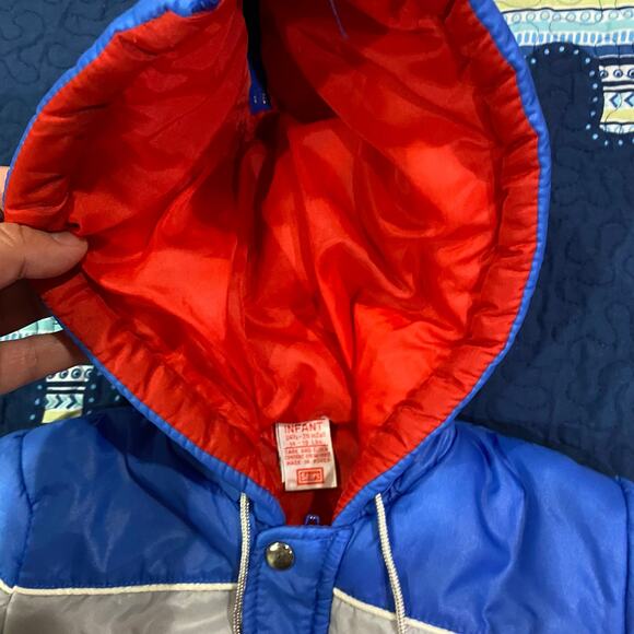 VIntage Sears Baby Hooded Puffer jacket Size Small 12m 70's 80's - Picture 4 of 12